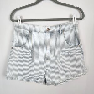 BDG Blue Stripe High Waisted Denim Shorts Size 28